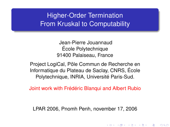 higher order termination from kruskal to computability