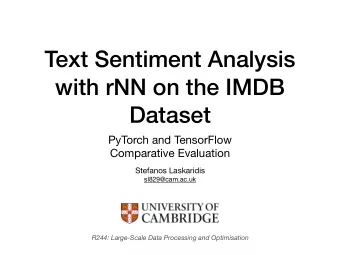 Text Sentiment Analysis  with rNN on the IMDB  Dataset PyTorch and TensorFlow   Comparative