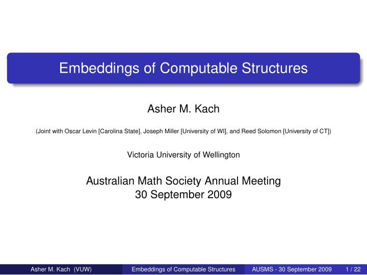 embeddings of computable structures