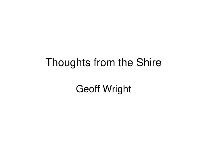 thoughts from the shire
