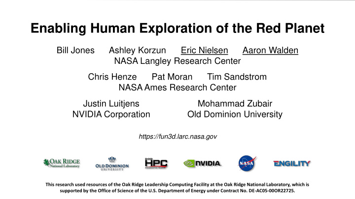 enabling human exploration of the red planet