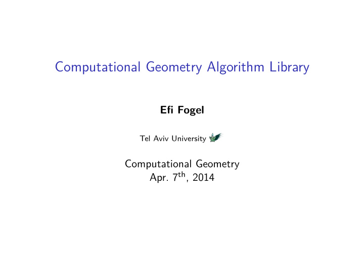 computational geometry algorithm library