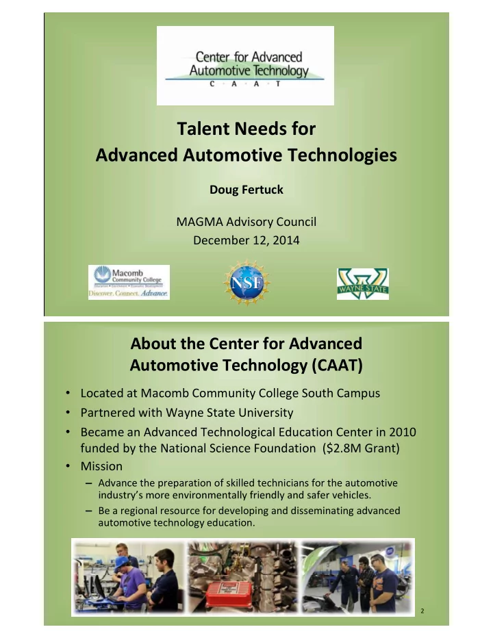 talent needs for advanced automotive technologies