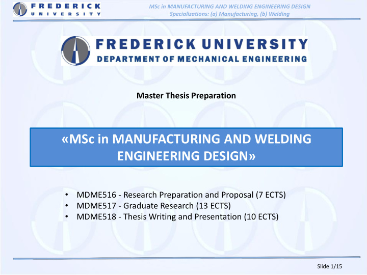 msc in manufacturing and welding engineering design