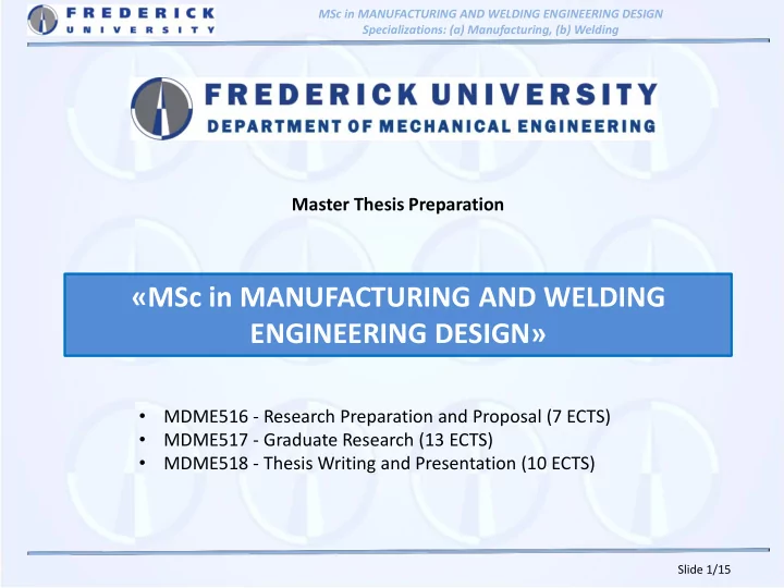 msc in manufacturing and welding engineering design