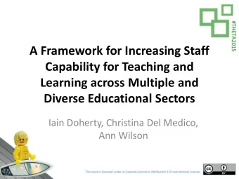 A Framework for Increasing Staff  Capability for Teaching and  Learning across Multiple and Diverse