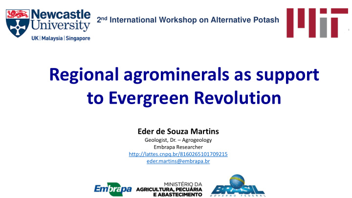 regional agrominerals as support to evergreen revolution