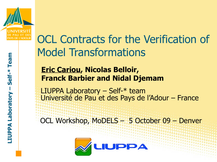 ocl contracts for the verification of model