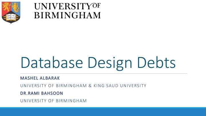 database design debts