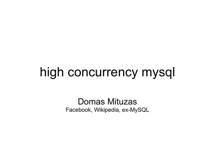 high concurrency mysql