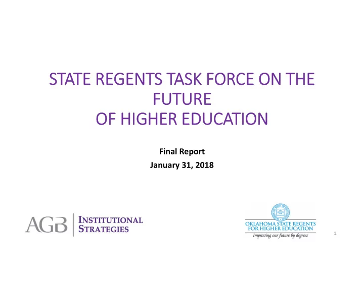 st state re regent gents ta task fo forc rce on on the