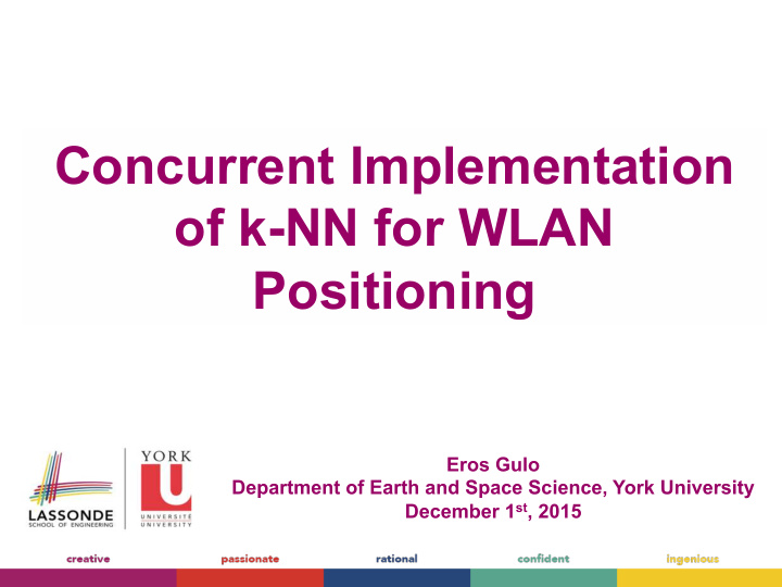concurrent implementation of k nn for wlan positioning