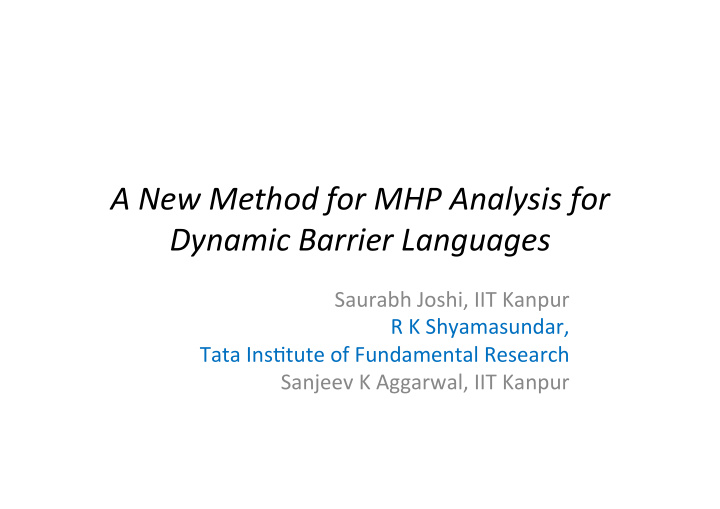 dynamic barrier languages