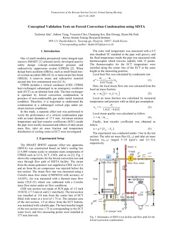 Conceptual Validation Tests on Forced Convection Condensation using SISTA Taehwan Ahn  , Jinhwa
