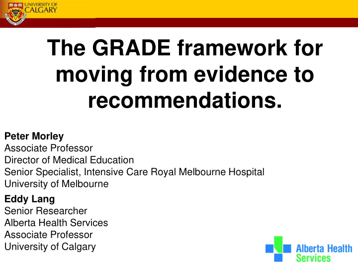 the grade framework for moving from evidence to