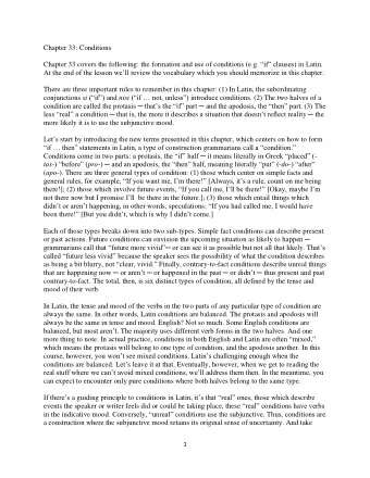 Chapter 33: Conditions Chapter 33 covers the following: the formation and use of conditions (e.g.