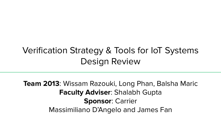verification strategy tools for iot systems design review