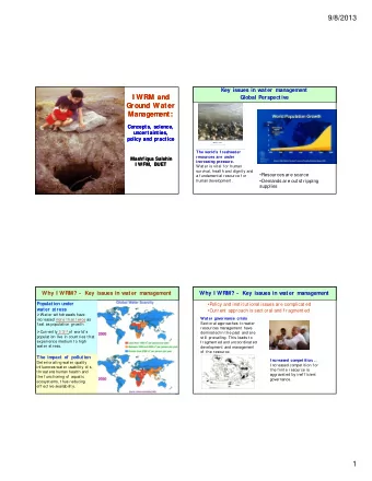 9/8/2013  Key issues in water management  I WRM and  I WRM and  Global Perspective  Ground Water