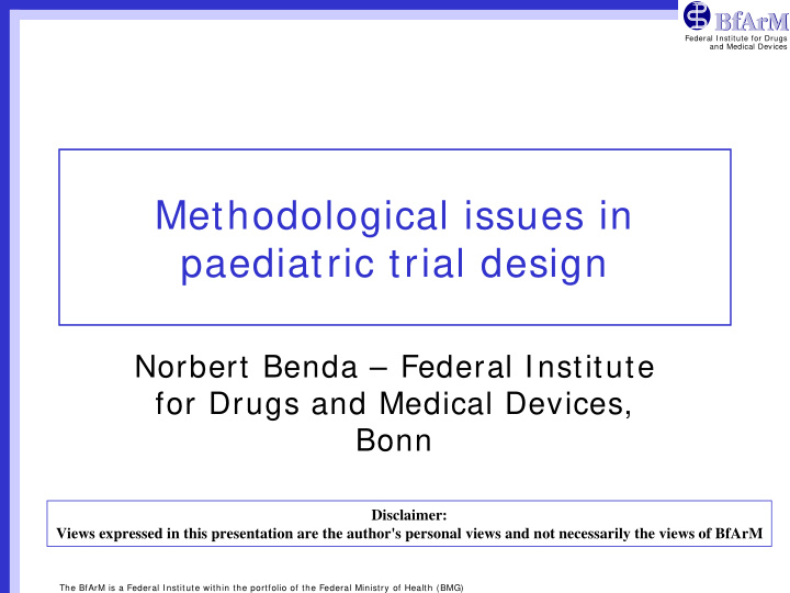 methodological issues in paediatric trial design