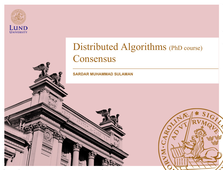 distributed algorithms phd course consensus