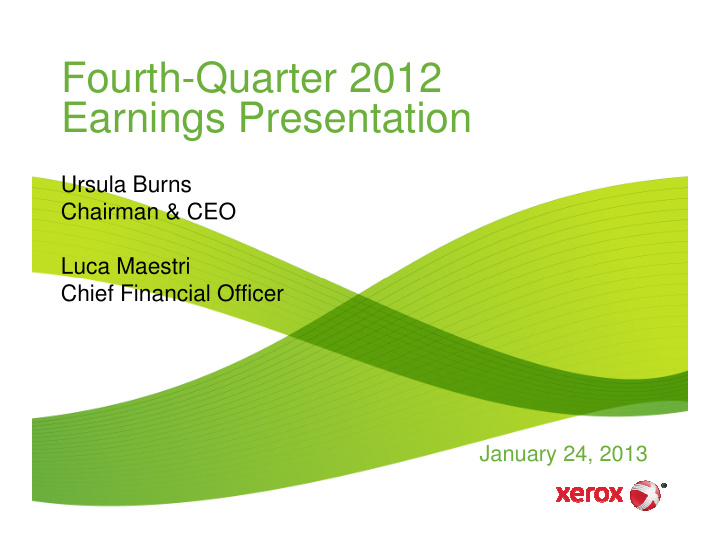 fourth quarter 2012 earnings presentation