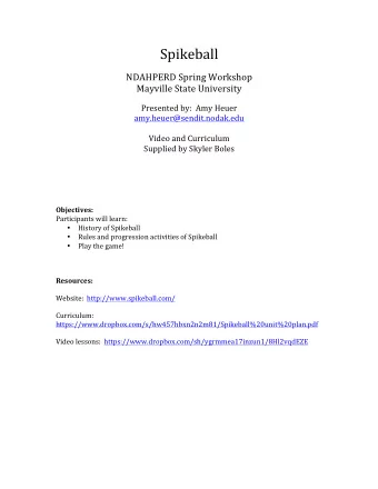 Spikeball      NDAHPERD  Spring  Workshop    Mayville  State  University