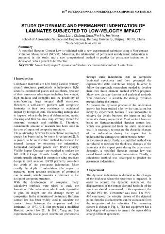 STUDY OF DYNAMIC AND PERMANENT INDENTATION OF  LAMINATES SUBJECTED TO LOW-VELOCITY IMPACT U Debo