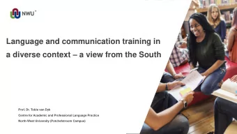 Language and communication training in a diverse context  a view from the South  Prof. Dr. Tobie