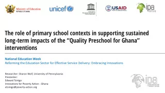 The role of primary school contexts in supporting sustained  long-term impacts of the Quality