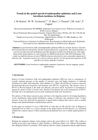 Trends in the spatial spread of nephropathia epidemica and Lyme  borreliosis incidence in Belgium