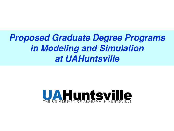 proposed graduate degree programs in modeling and
