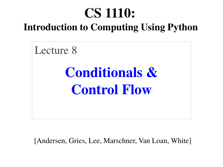 conditionals control flow