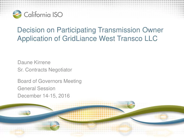decision on participating transmission owner application