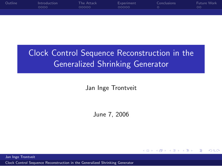 clock control sequence reconstruction in the generalized