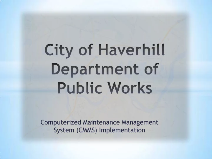 computerized maintenance management system cmms