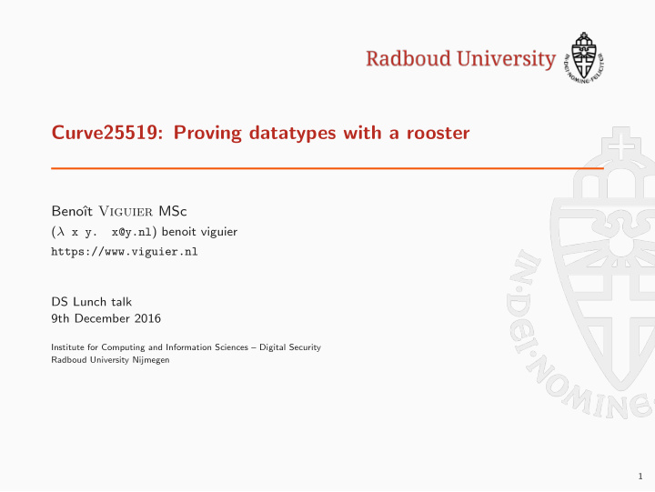 curve25519 proving datatypes with a rooster