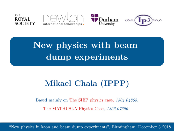 new physics with beam dump experiments