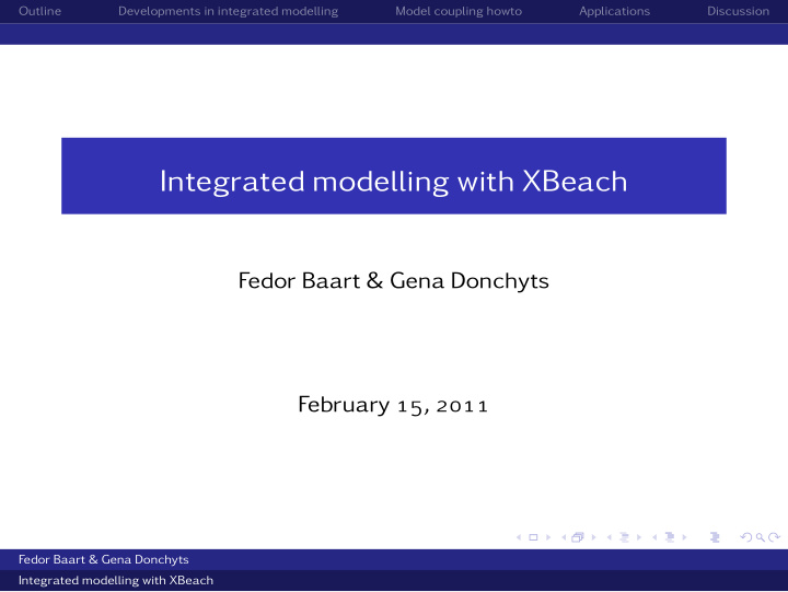 integrated modelling with xbeach