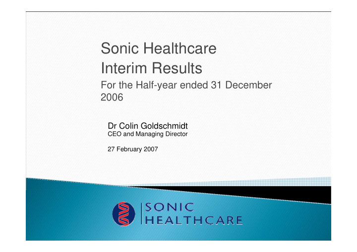 sonic healthcare interim results