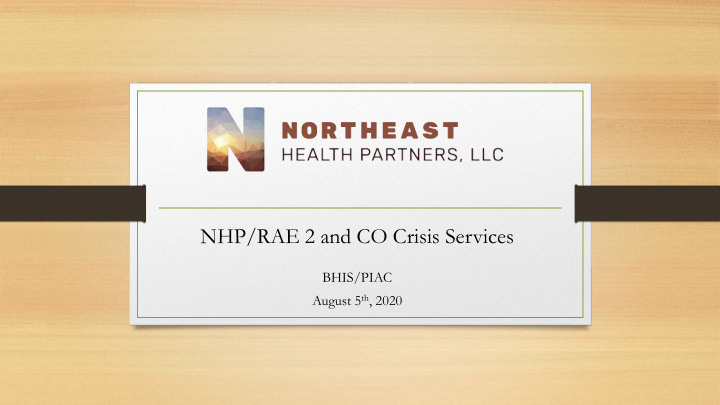 nhp rae 2 and co crisis services