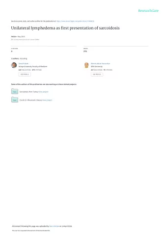 Unilateral lymphedema as first presentation of sarcoidosis Article  May 2015  DOI: