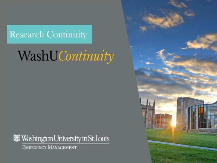 research continuity goals