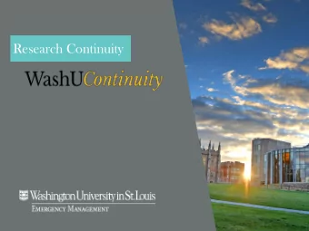 Research Continuity  Goals   Focus your planning efforts   Thinking inward rather than just