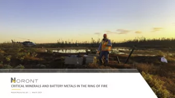 CRITICAL MINERALS AND BATTERY METALS IN THE RING OF FIRE  Noront Resources Ltd.   |   March 2020  1