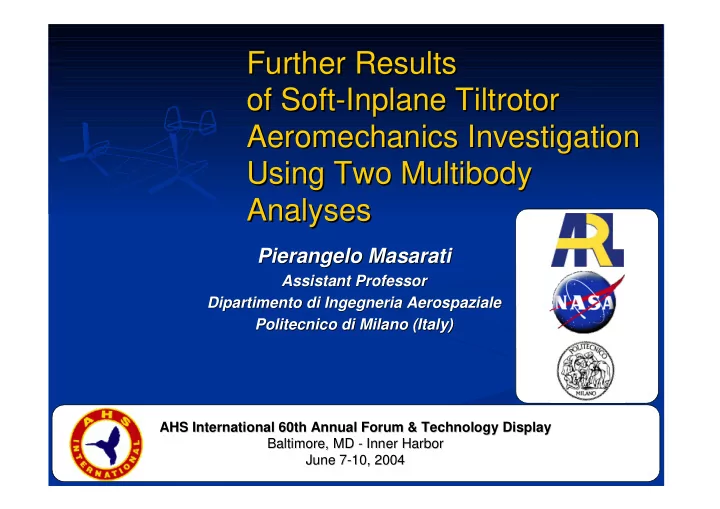 further results further results of soft inplane tiltrotor