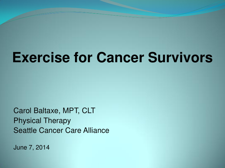 exercise for cancer survivors