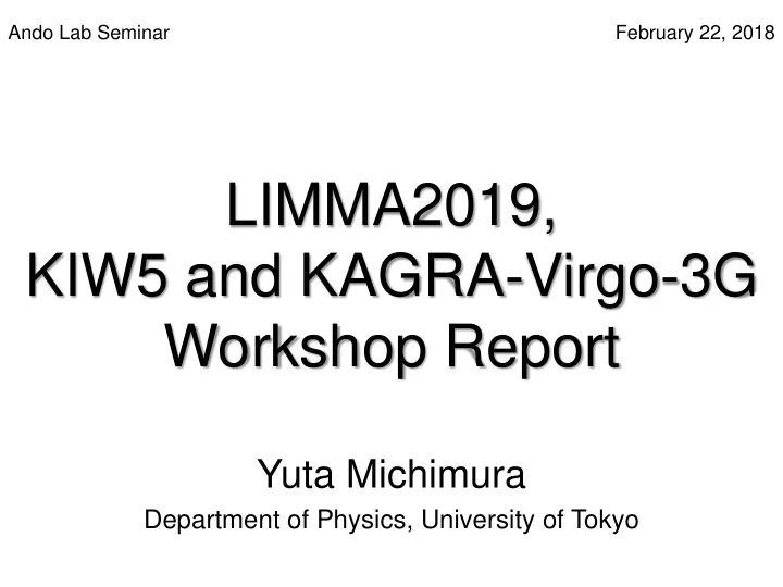kiw5 and kagra virgo 3g