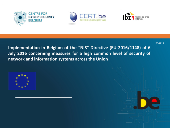 implementation in belgium of the nis directive eu 2016