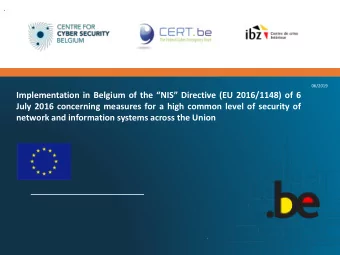 Implementation in Belgium of the NIS Directive (EU 2016/1148) of 6  July 2016 concerning