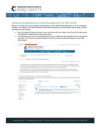 Librarian presentation on Data Management for the CSCRS  Below is a screen shot of the backdoor